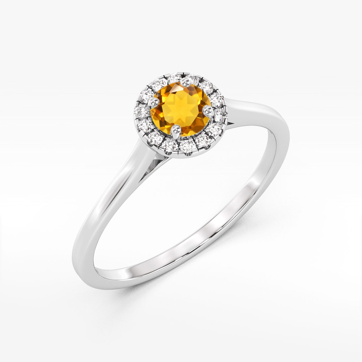 Pierścionek z białego złota z cytrynem - próba 585 0,62CT w0550.B3.CIY.02