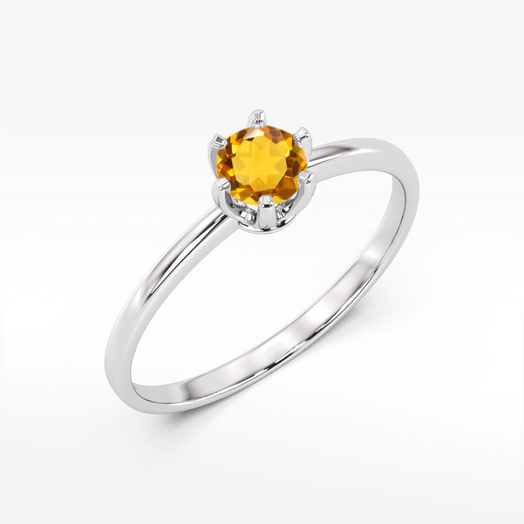 Pierścionek W0563 cytryn 0,50ct białe złoto
