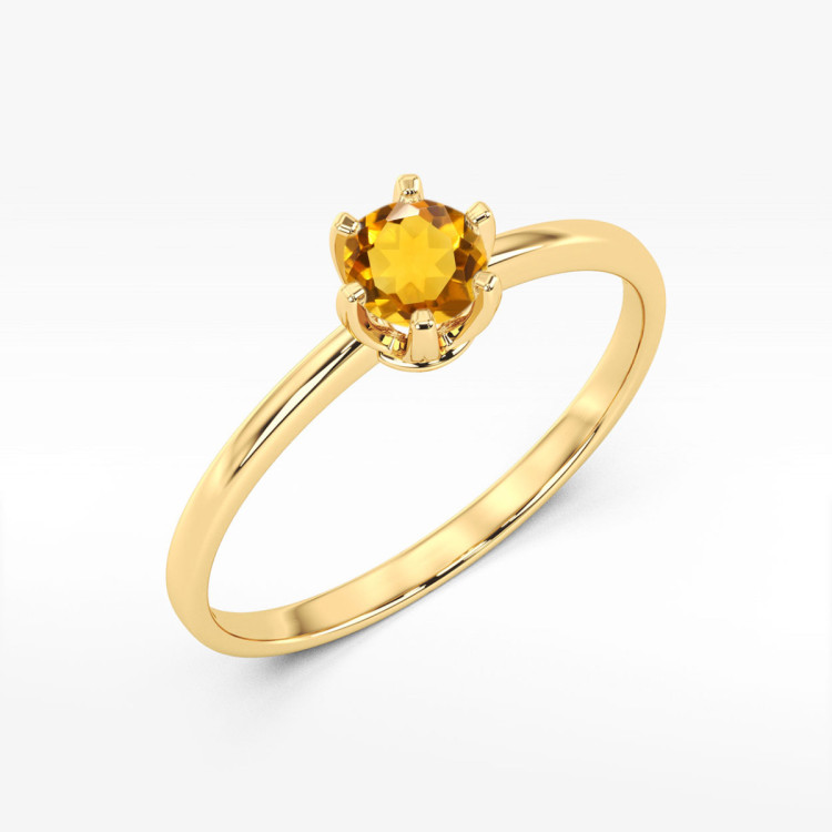 Pierścionek W0563 cytryn 0,50ct żółte złoto