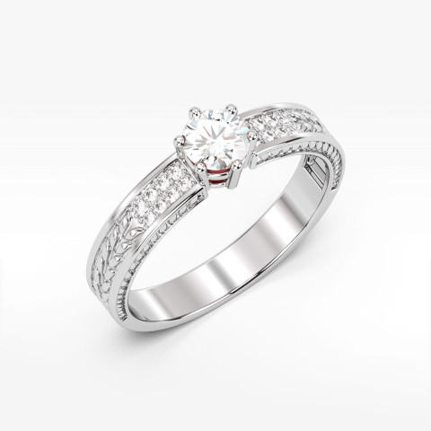 Pierścionek z białego złota z diamentami laboratoryjnymi - próba 585 0,58CT PV-111.B3.LDW.01