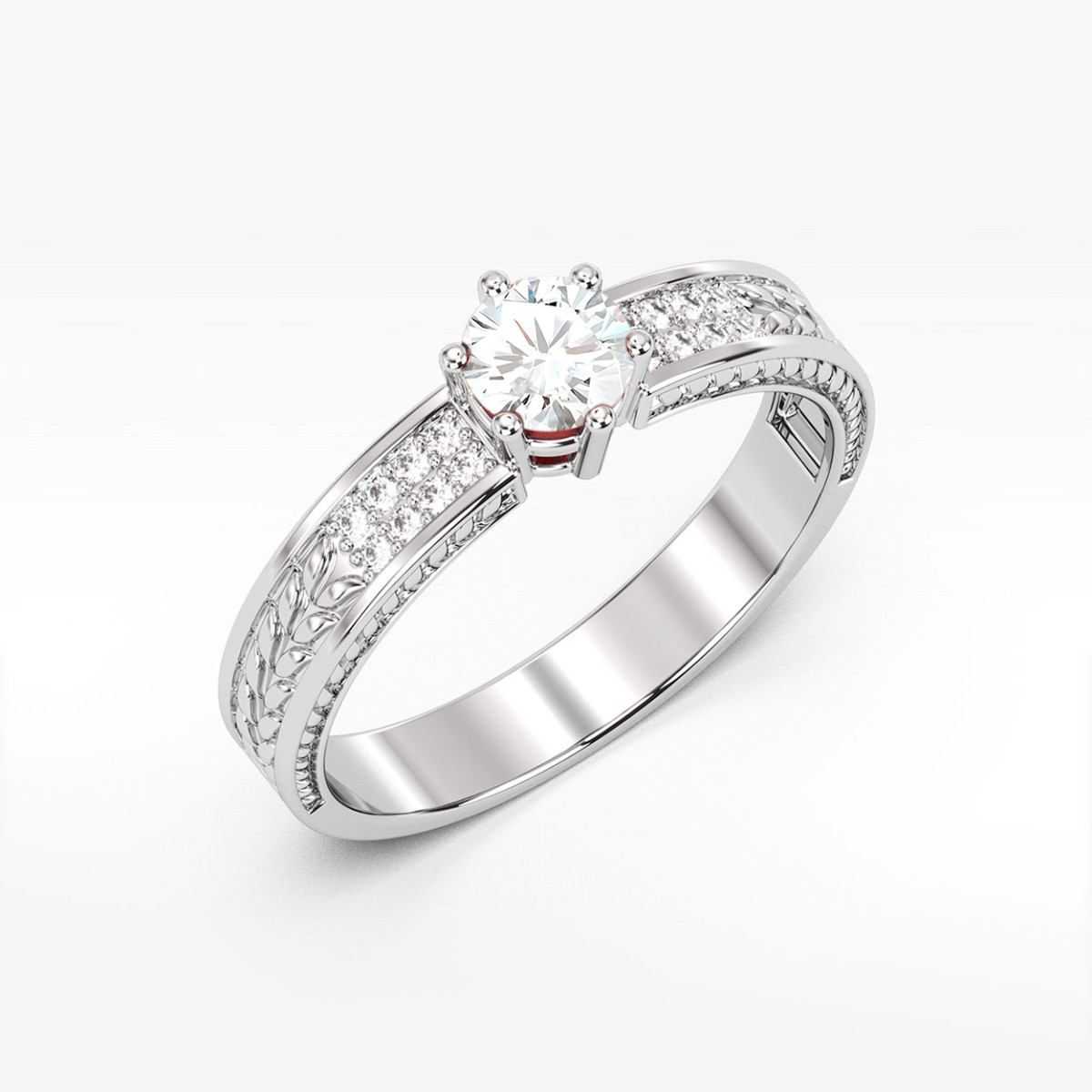 Pierścionek z białego złota z diamentami laboratoryjnymi - próba 585 0,58CT PV-111.B3.LDW.01