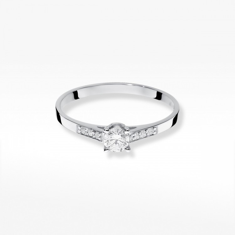 Pierścionek z białego złota z diamentami  - próba 585 0,21CT W-399B