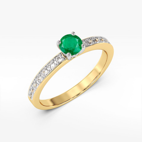Pierścionek z żółtego złota ze szmaragdem - próba 585 0,703CT w0534.Z3.EMG.03