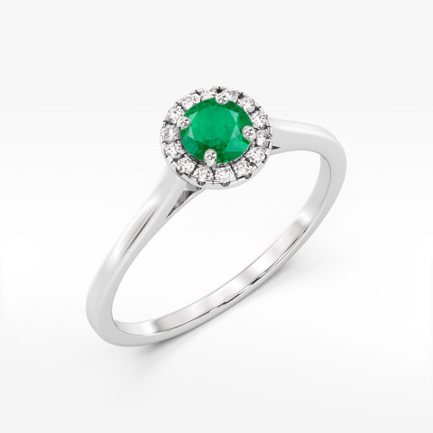 Pierścionek z białego złota ze szmaragdem - próba 585 0,62CT w0550.B3.EMG.02