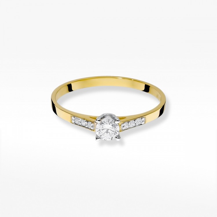 Pierścionek z żółtego złota z diamentami  - próba 585 0,21CT W-399A