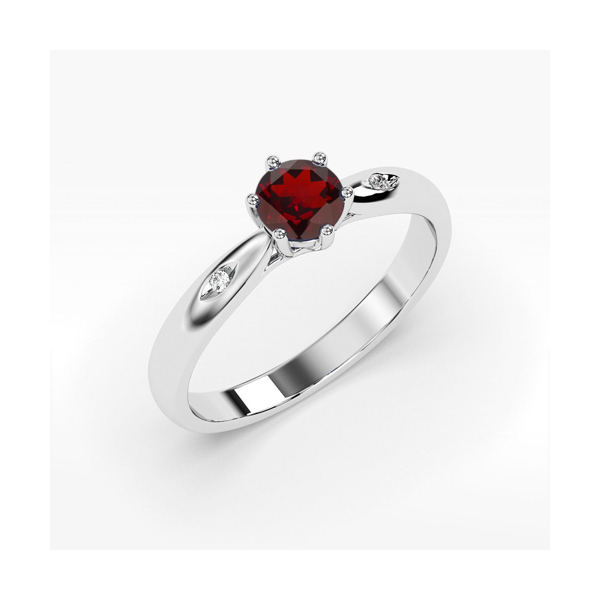 Pierścionek z białego złota z granatem - próba 585 0,61CT PV-074.B3.GAR.01