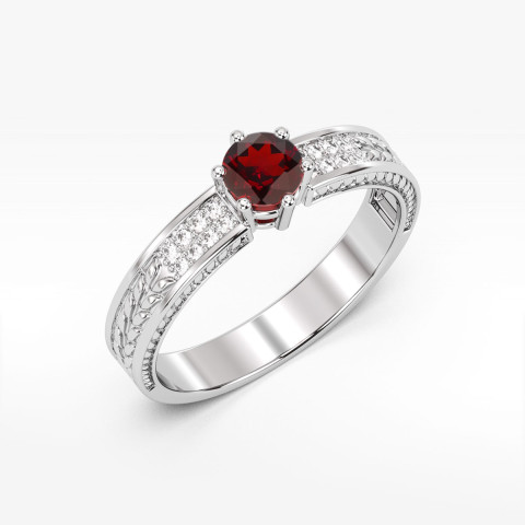 Pierścionek z białego złota z granatem - próba 585 0,68CT PV-111.B3.GAR.01