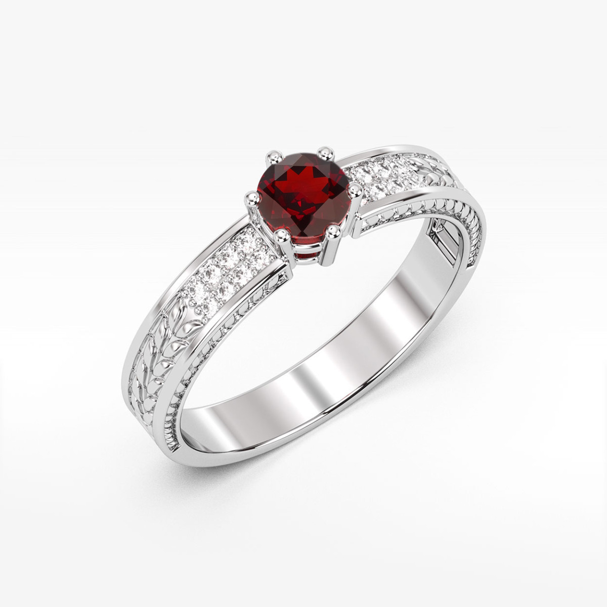 Pierścionek z białego złota z granatem - próba 585 0,68CT PV-111.B3.GAR.01