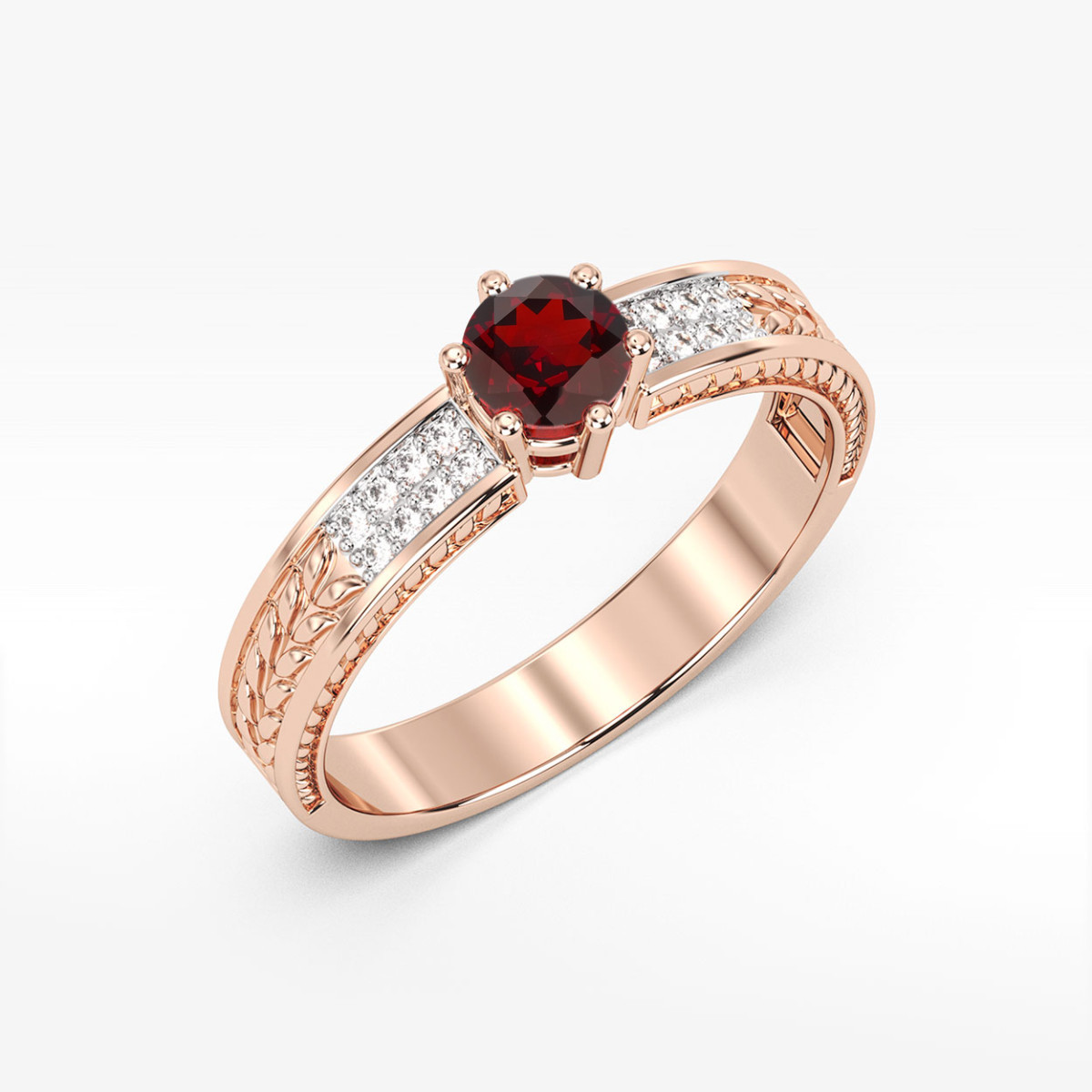 Pierścionek z różowego złota z granatem - próba 585 0,68CT PV-111.R3.GAR.01
