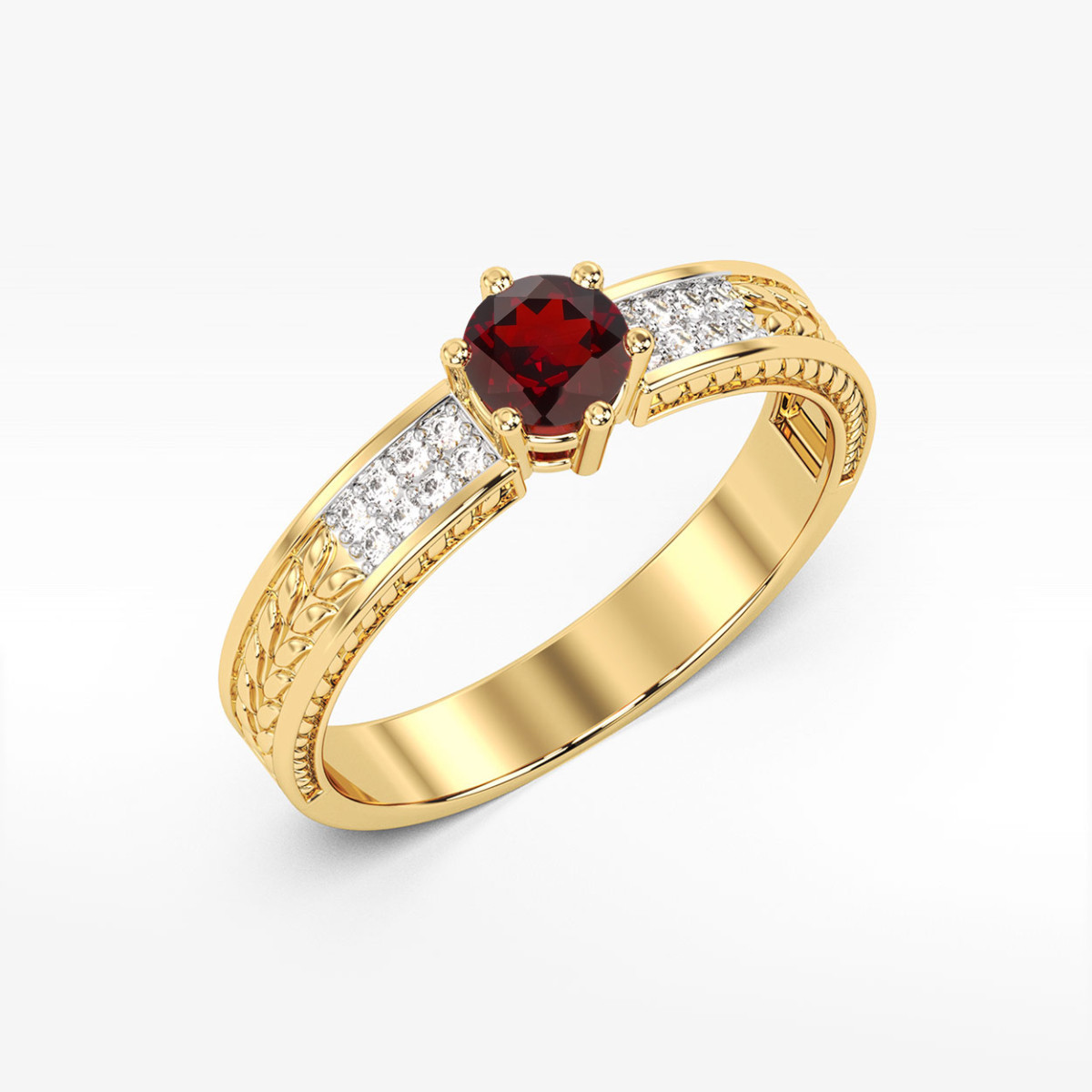 Pierścionek z żółtego złota z granatem - próba 585 0,68CT PV-111.Z3.GAR.01