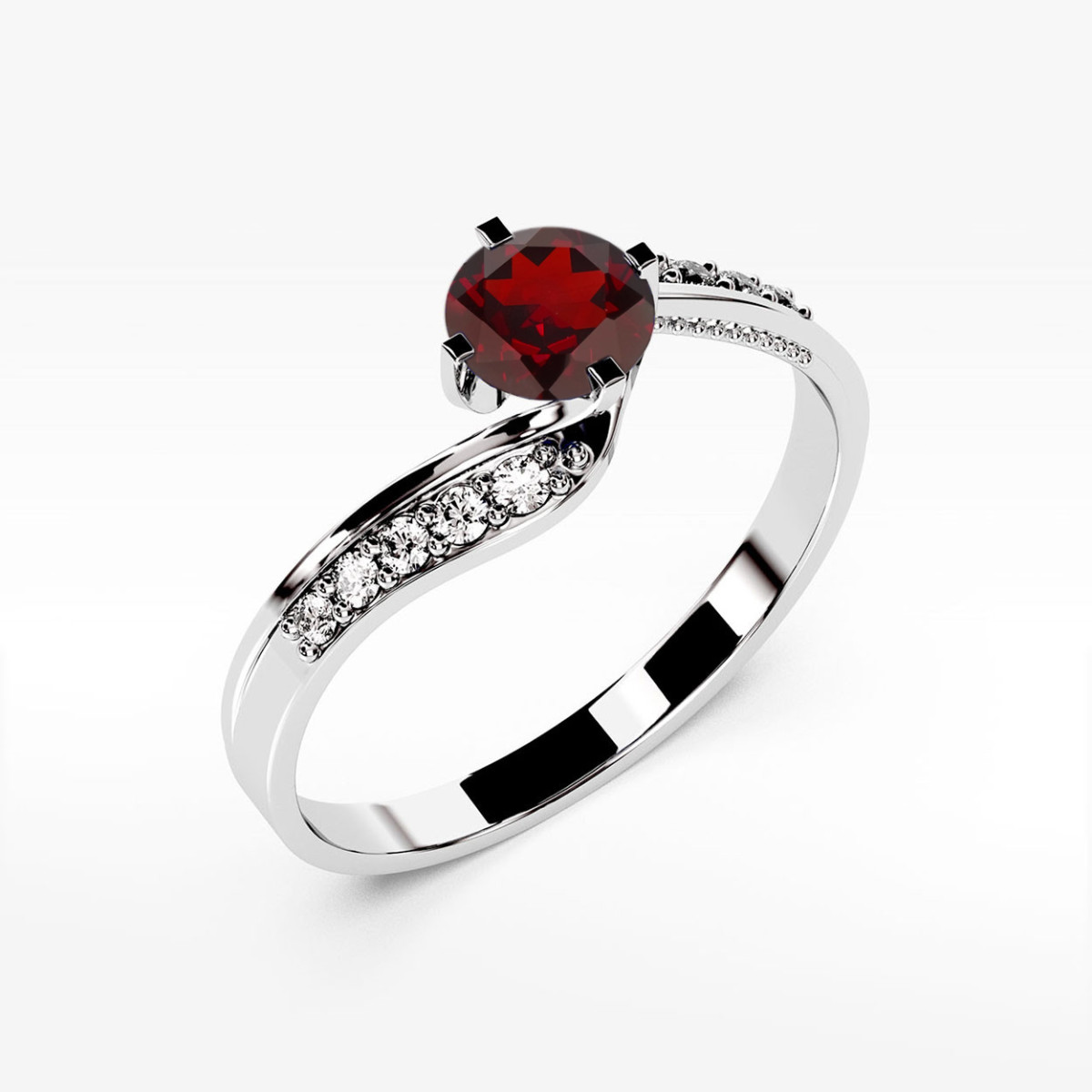 Pierścionek z białego złota z granatem - próba 585 0,65CT PV-212.B3.GAR.01