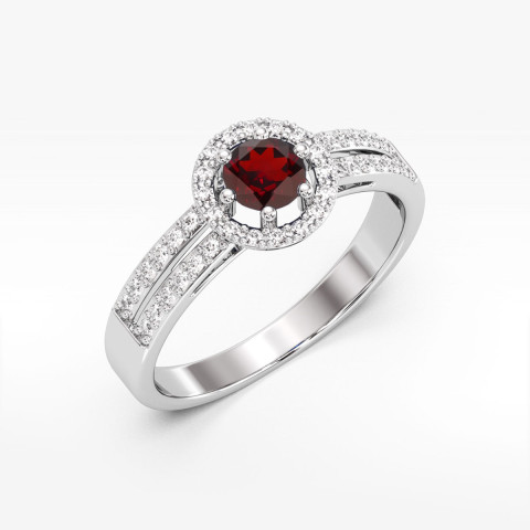 Pierścionek z białego złota z granatem - próba 585 0,80CT PV-159.B3.GAR.01