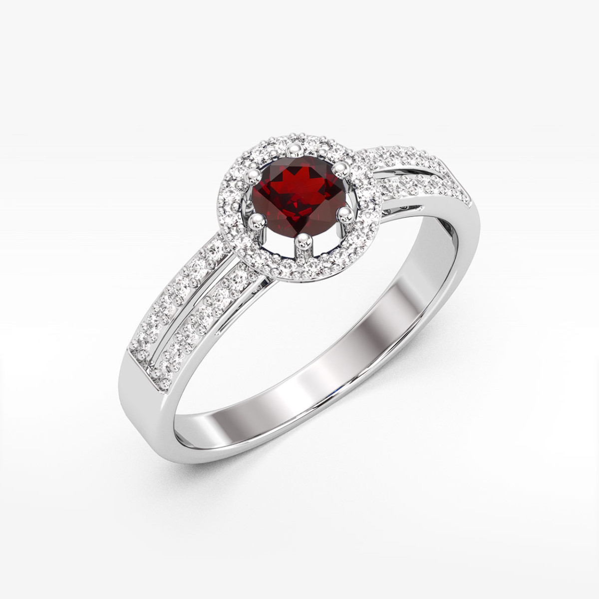 Pierścionek z białego złota z granatem - próba 585 0,80CT PV-159.B3.GAR.01