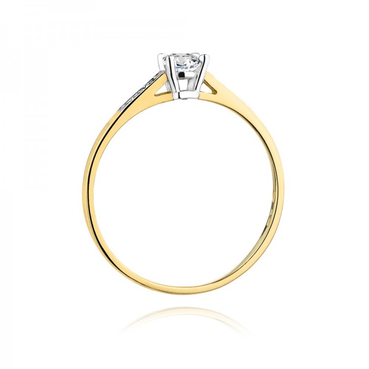 Pierścionek z żółtego złota z diamentami  - próba 585 0,21CT W-399A
