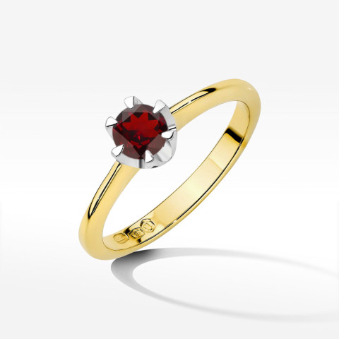 Pierścionek z żółtego złota z granatem - próba 585 0,60CT w0220.Z3.GAR.10