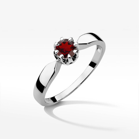 Pierścionek z białego złota z granatem - próba 585 0,60CT w0228.B3.GAR.07