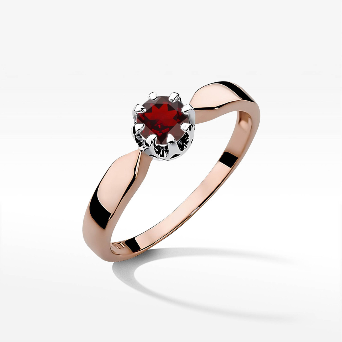 Pierścionek z różowego złota z granatem - próba 585 0,60CT w0228.R3.GAR.07