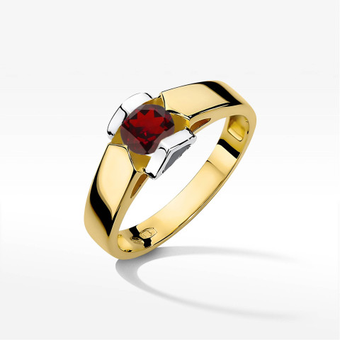 Pierścionek z żółtego złota z granatem - próba 585 0,60CT w0320.Z3.GAR.09
