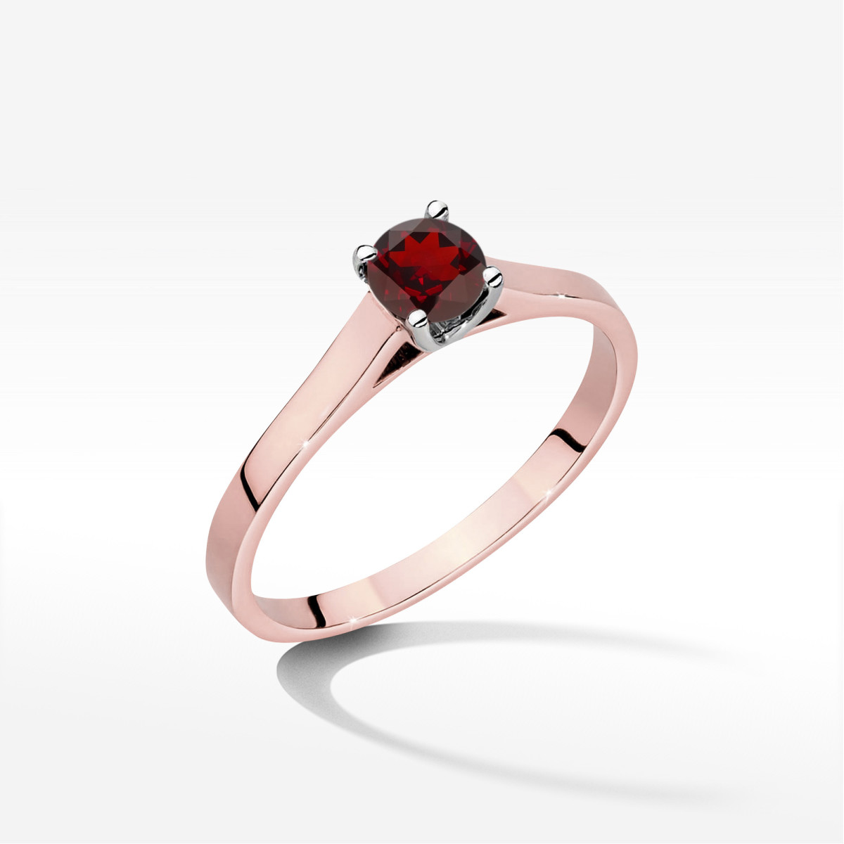 Pierścionek z różowego złota z granatem - próba 585 0,60CT w0526.R3.GAR.02