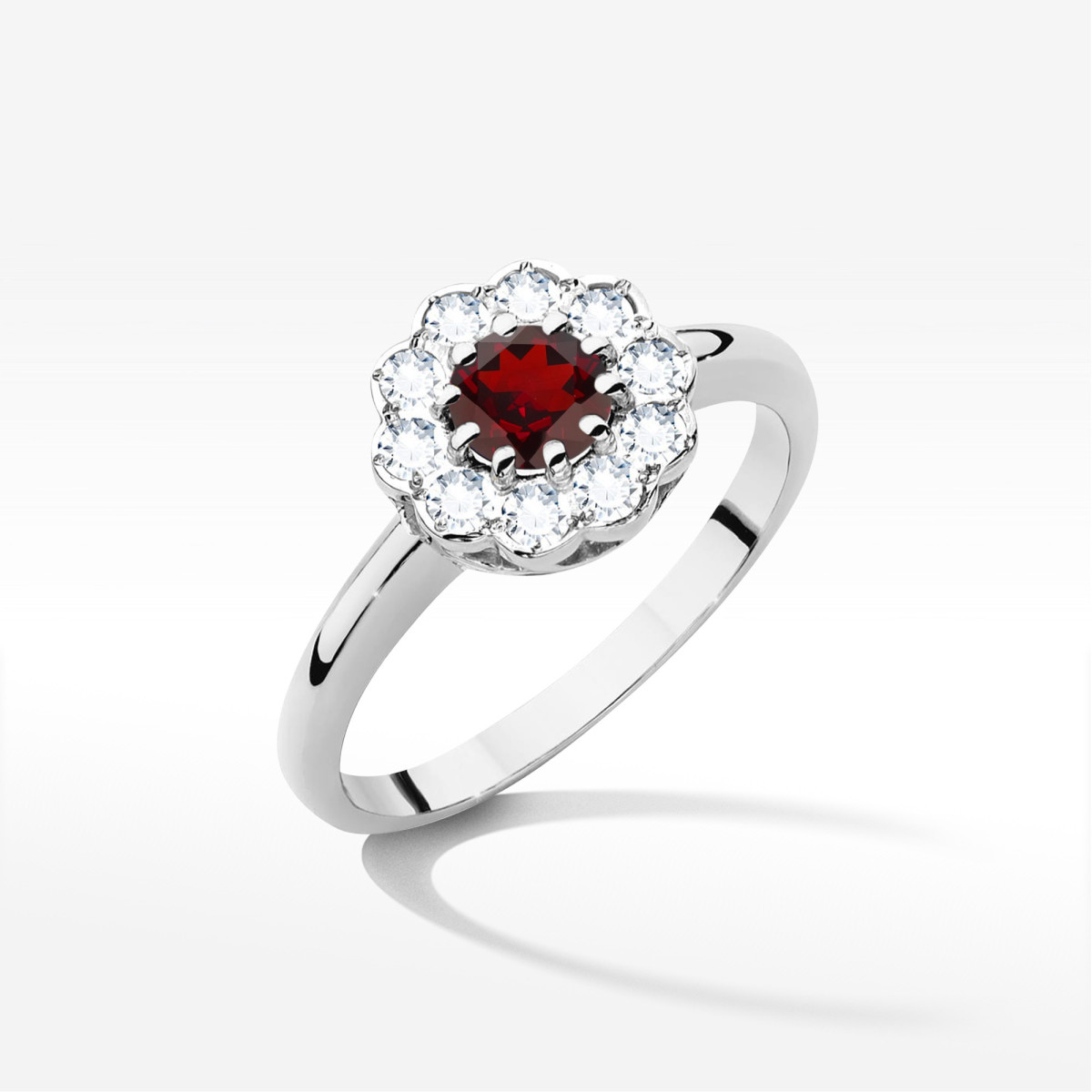 Pierścionek z białego złota z granatem - próba 585 0,90CT W0529.B3.GAR.01