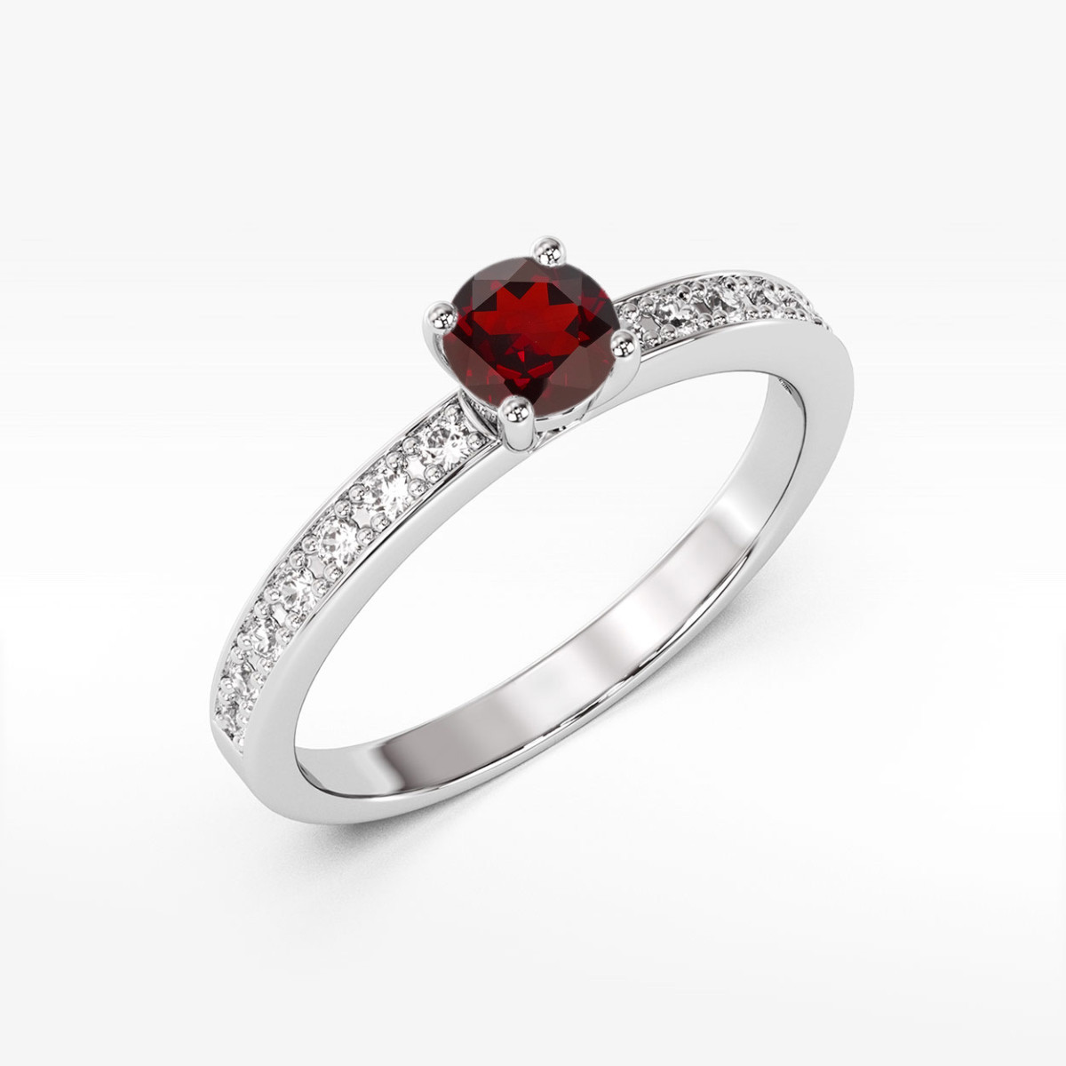 Pierścionek z białego złota z granatem - próba 585 0,803CT w0534.B3.GAR.03