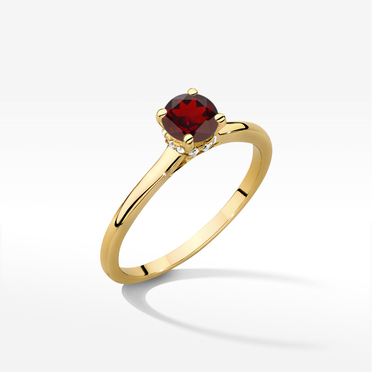 Pierścionek z żółtego złota z granatem - próba 585 0,66CT w0547.Z3.GAR.02