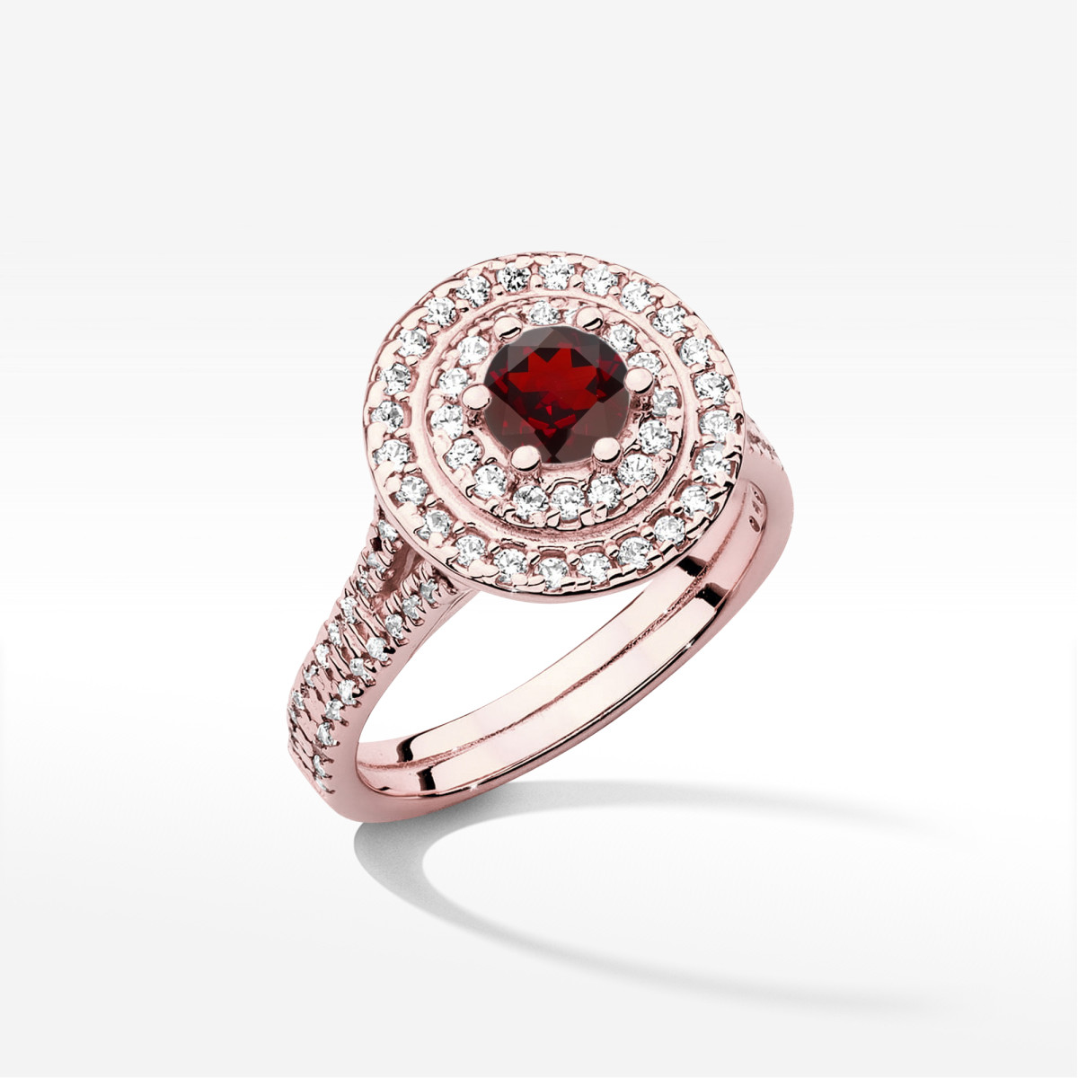 Pierścionek z różowego złota z granatem - próba 585 1,213CT w0549.R3.GAR.02