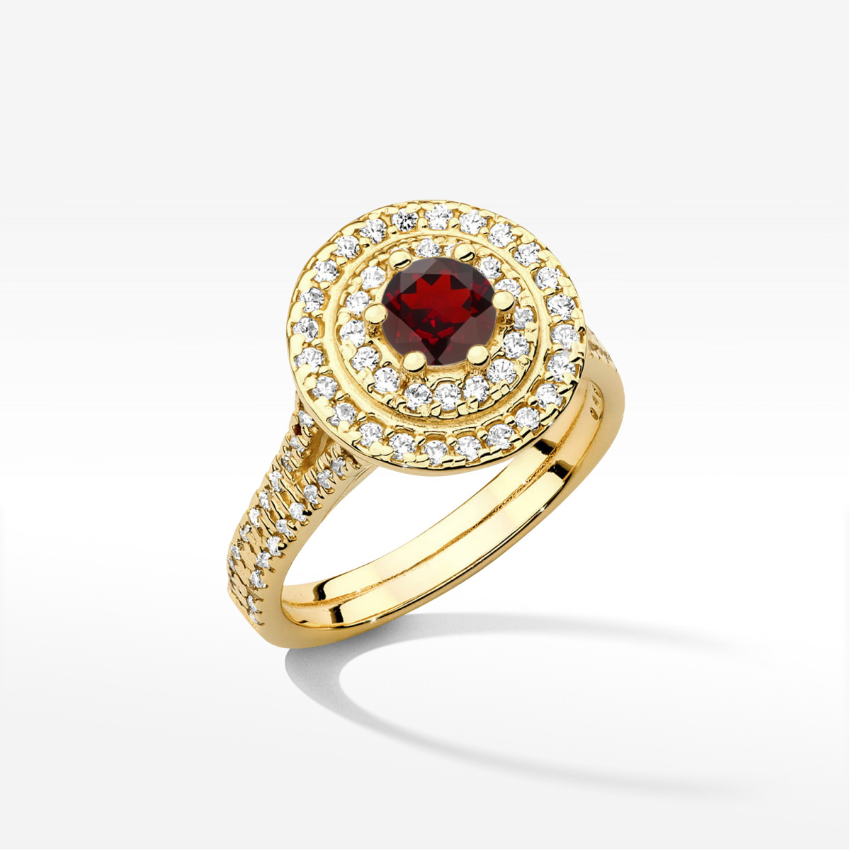 Pierścionek z żółtego złota z granatem - próba 585 1,213CT w0549.Z3.GAR.02