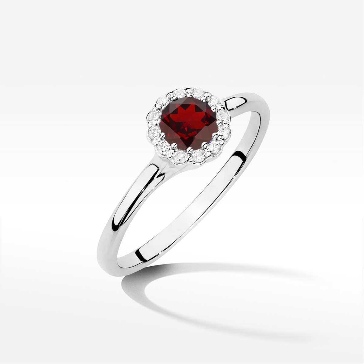 Pierścionek z białego złota z granatem - próba 585 0,703CT W0622.B3.GAR.01