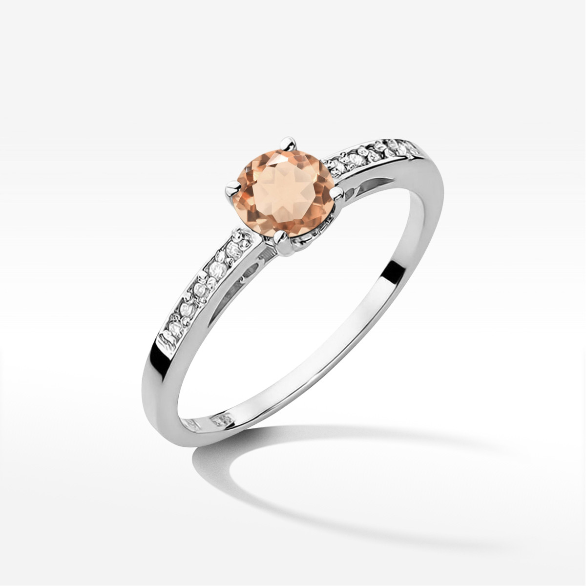 Pierścionek z białego złota z morganitem - próba 585 0,45CT pv-057.B3.MOP.01