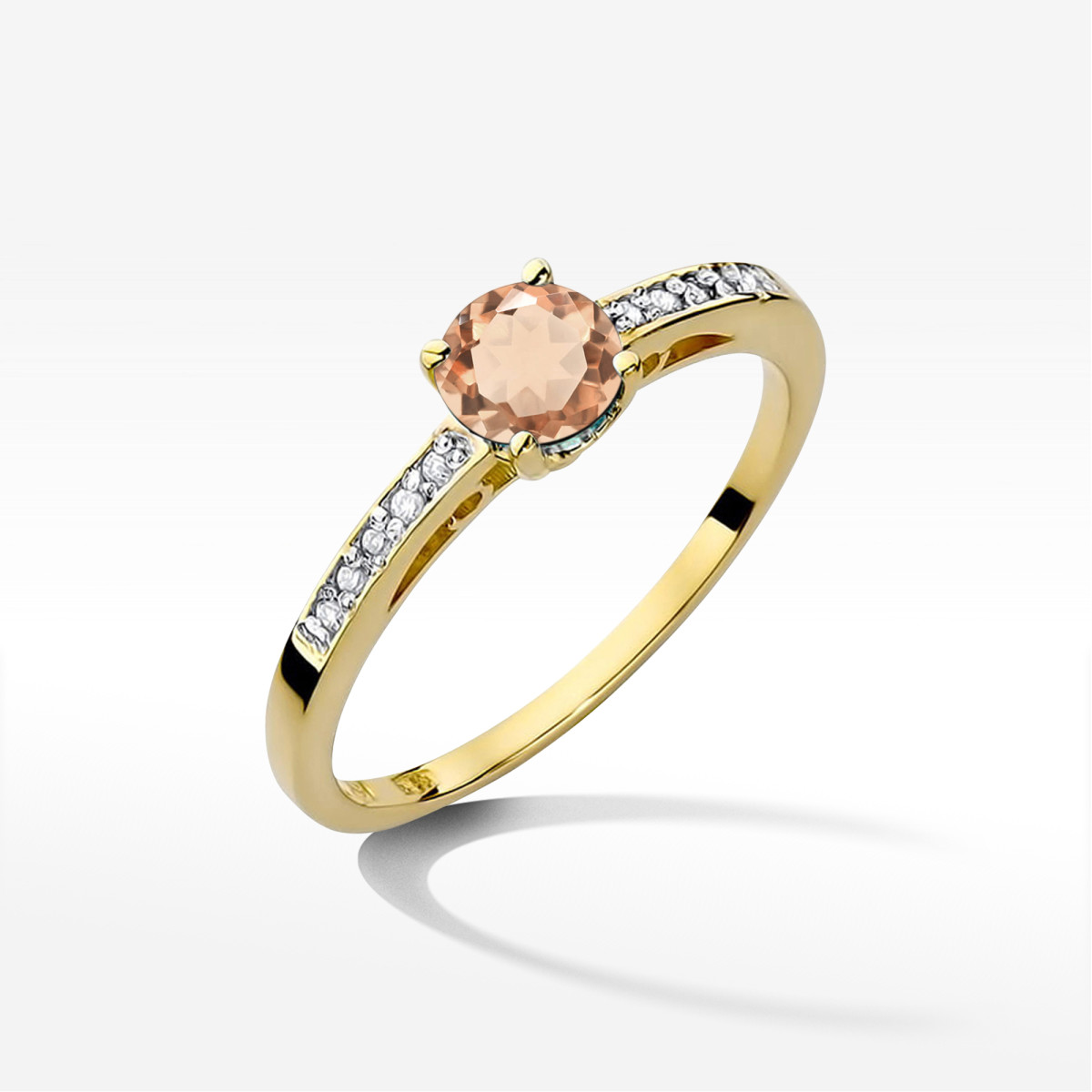 Pierścionek z żółtego złota z morganitem - próba 585 0,45CT pv-057.Z3.MOP.01