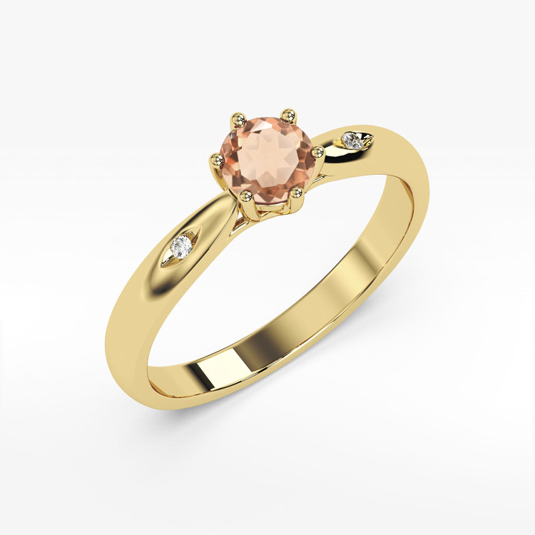 Pierścionek PV-074 Morganit 0,40ct żółte złoto