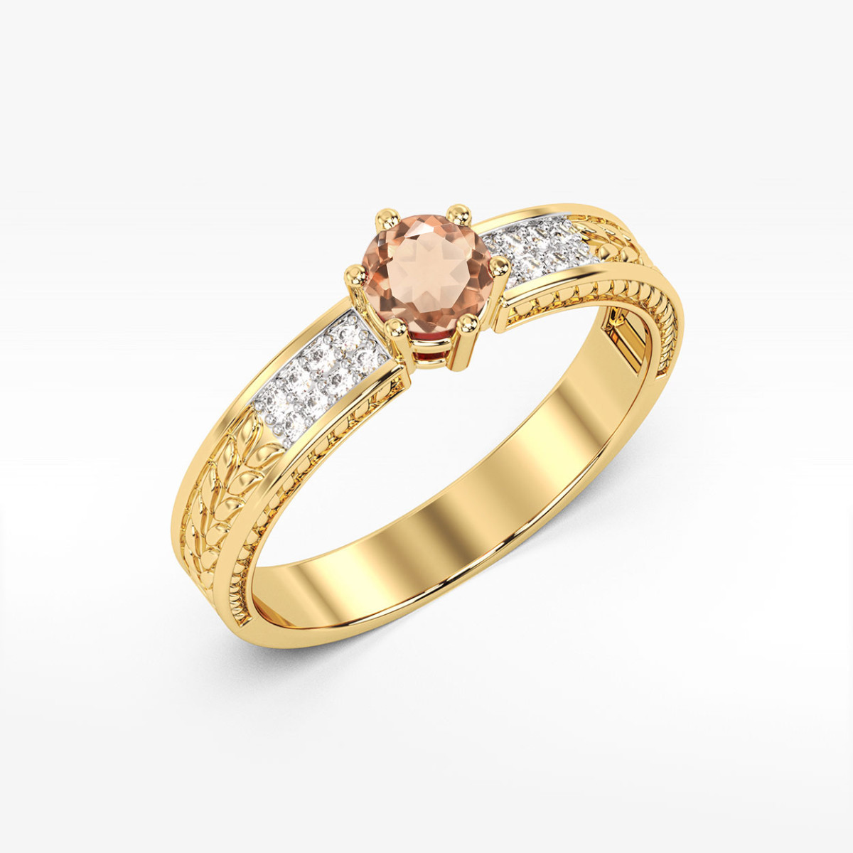 Pierścionek z żółtego złota z morganitem - próba 585 0,48CT PV-111.Z3.MOP.01