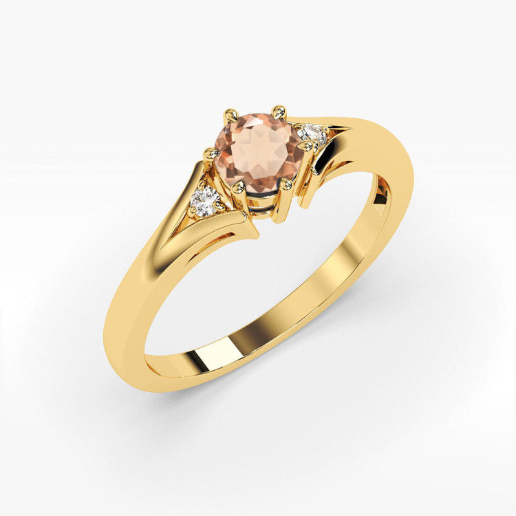 Pierścionek PV-068 Morganit 0,40ct żółte złoto