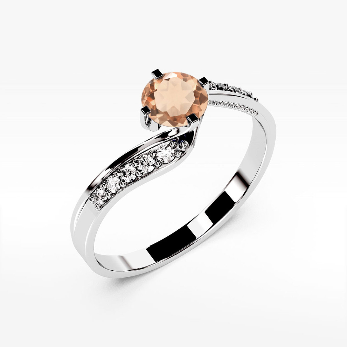 Pierścionek z białego złota z morganitem - próba 585 0,45CT PV-212.B3.MOP.01