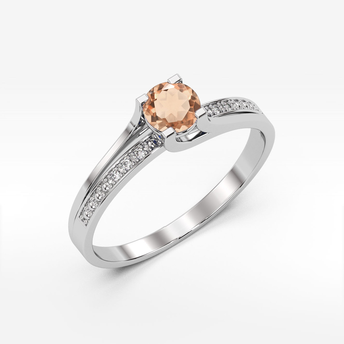 Pierścionek z białego złota z morganitem - próba 585 0,43CT PV-084.B3.MOP.01