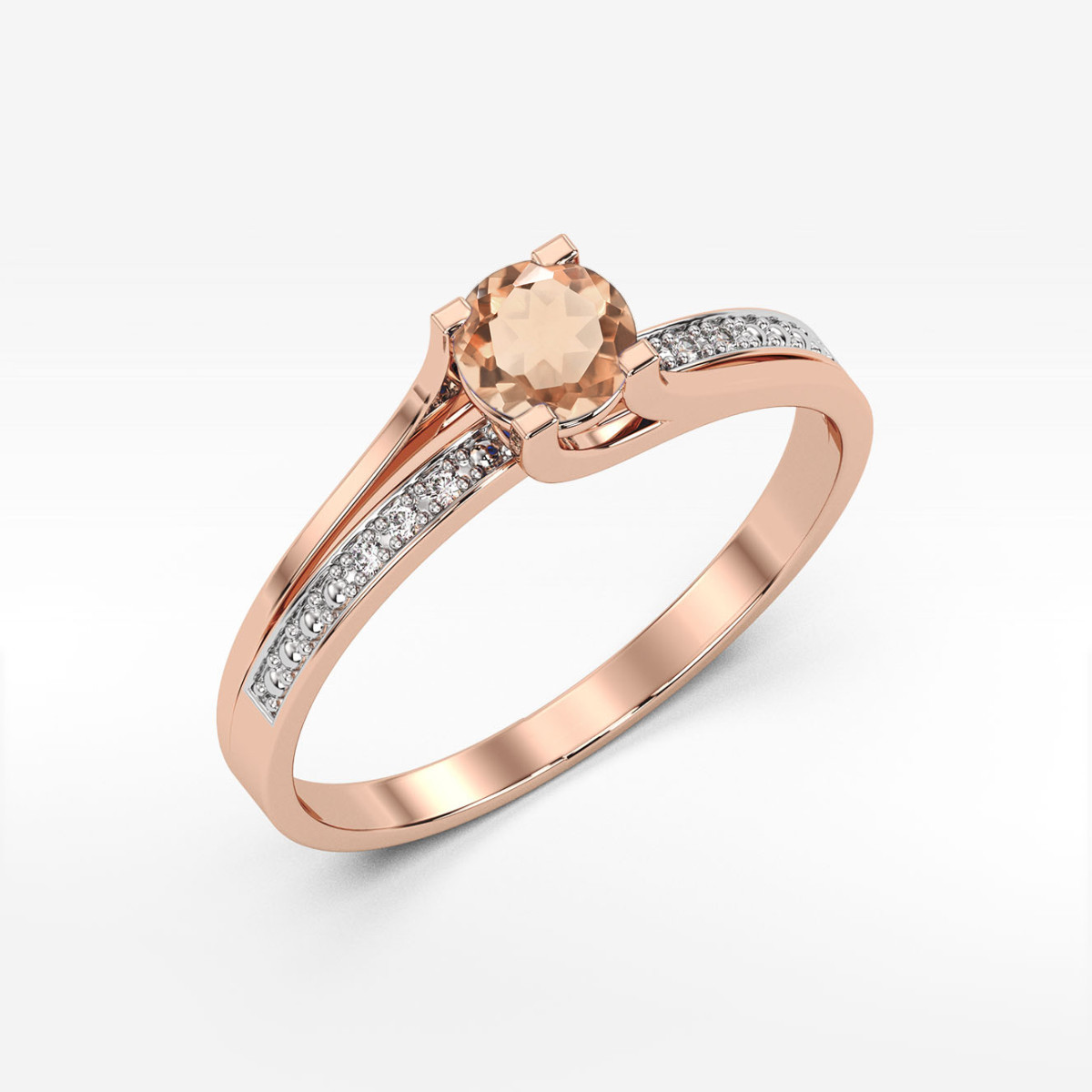 Pierścionek z różowego złota z morganitem - próba 585 0,43CT PV-084.R3.MOP.01