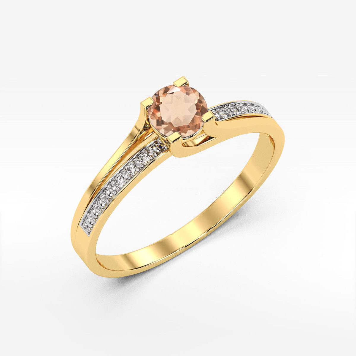 Pierścionek z żółtego złota z morganitem - próba 585 0,43CT PV-084.Z3.MOP.01