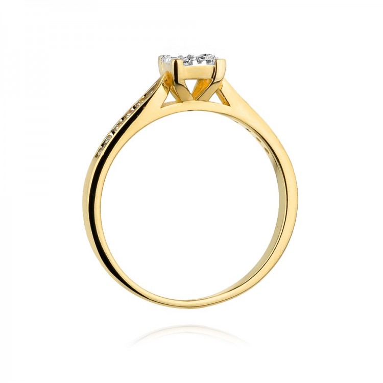 Pierścionek z żółtego złota z diamentami  - próba 585 0,17CT W-402