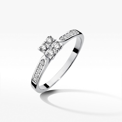 Pierścionek z białego złota z diamentami  - próba 585 0,17CT W-402W
