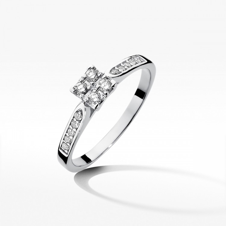 Pierścionek z białego złota z diamentami  - próba 585 0,17CT W-402W