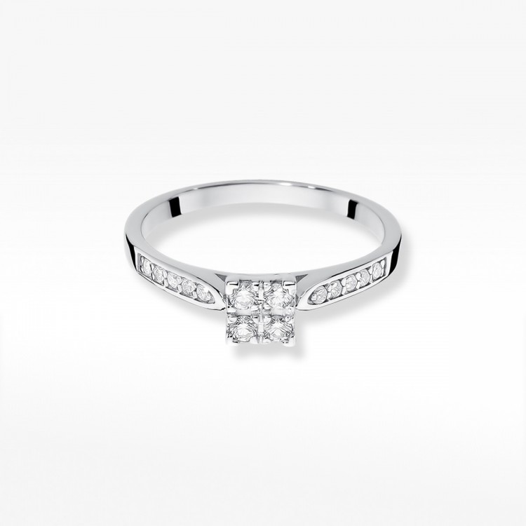 Pierścionek z białego złota z diamentami  - próba 585 0,17CT W-402W