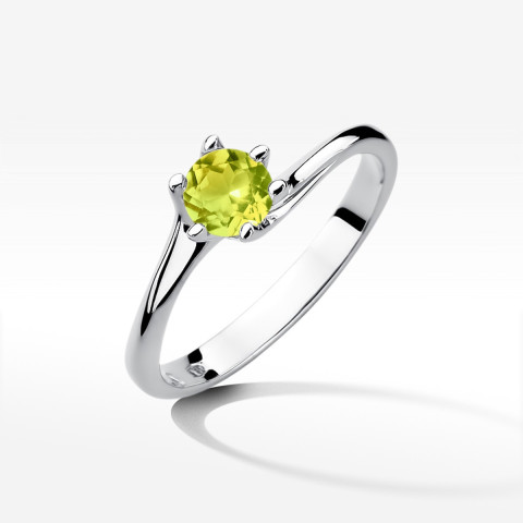 Pierścionek z białego złota z oliwinem - próba 585 0,60CT w0423.B3.PEG.01
