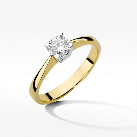 Pierścionek z żółtego złota z diamentem - próba 585 0,50CT W-404A