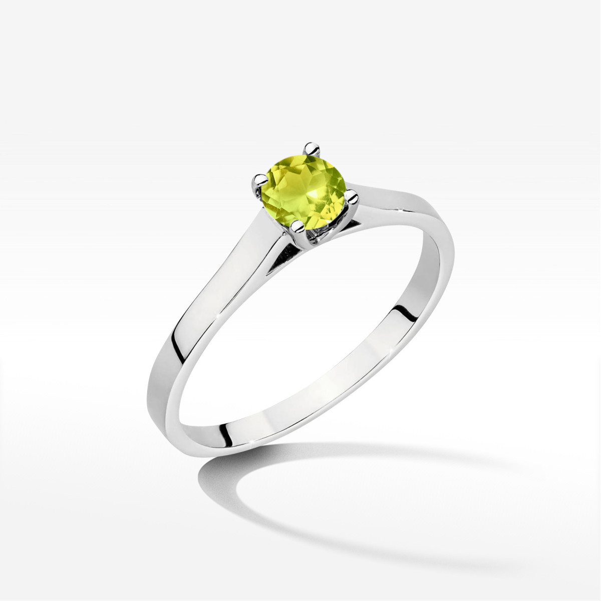 Pierścionek z białego złota z oliwinem - próba 585 0,60CT w0526.B3.PEG.02