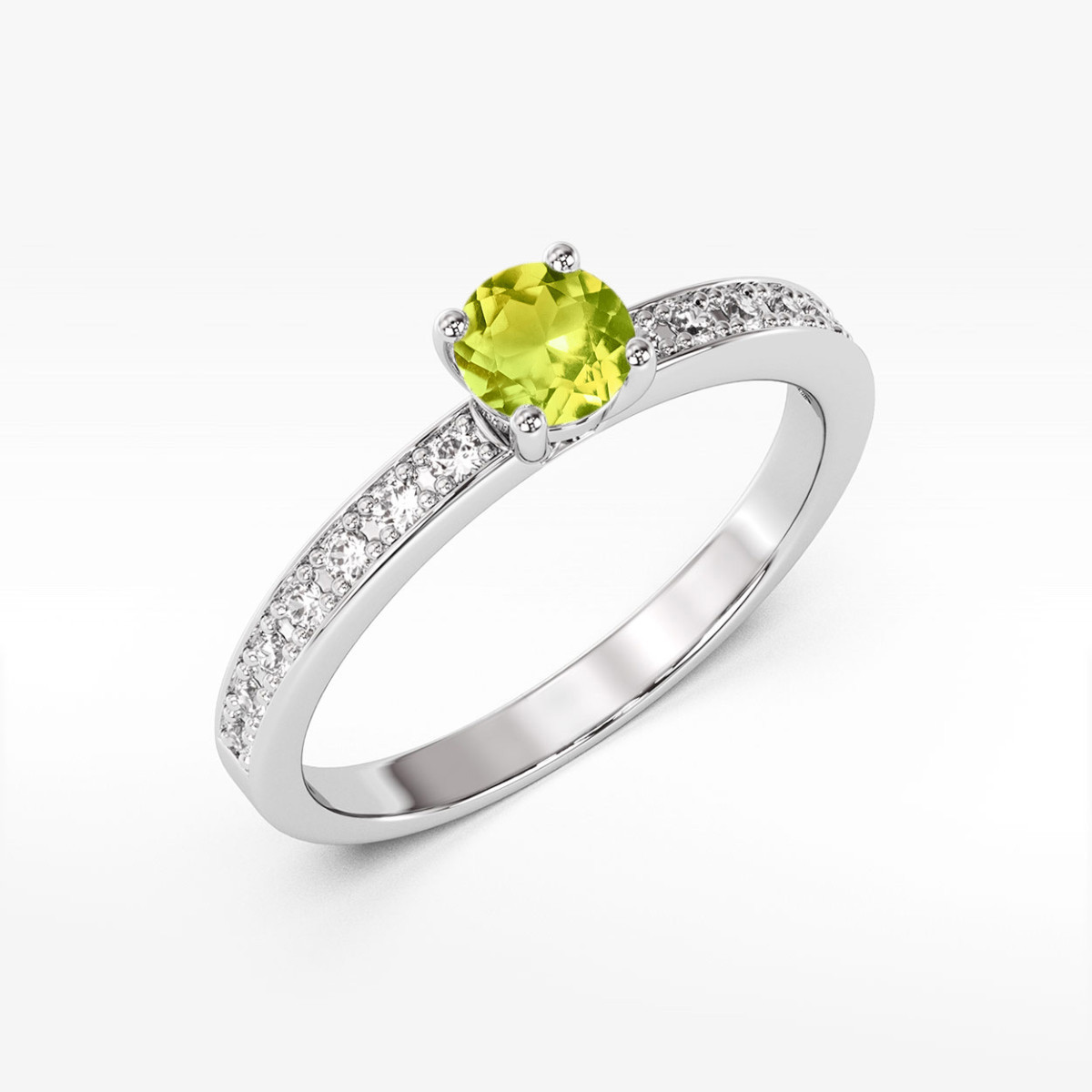 Pierścionek z białego złota z oliwinem - próba 585 0,803CT w0534.B3.PEG.03