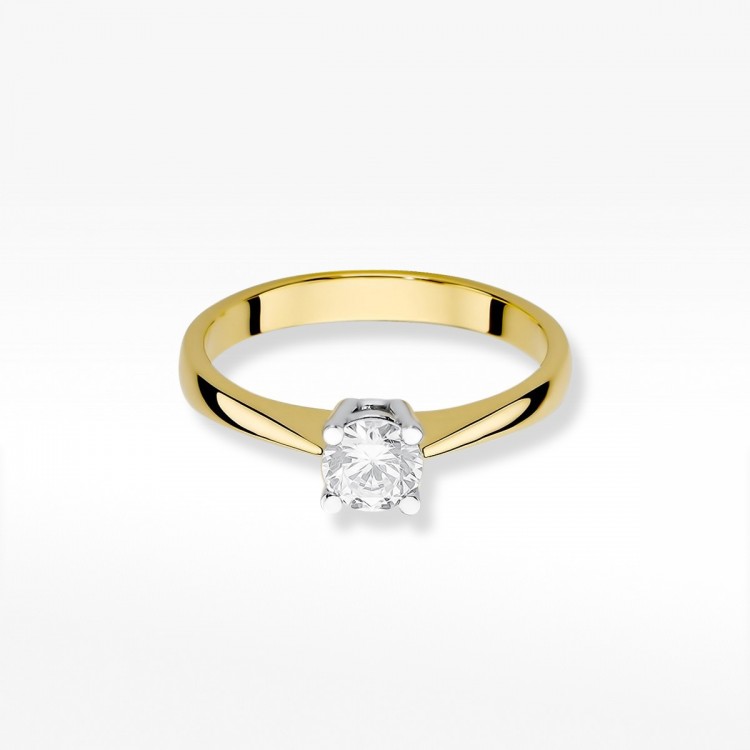 Pierścionek z żółtego złota z diamentem - próba 585 0,50CT W-404A