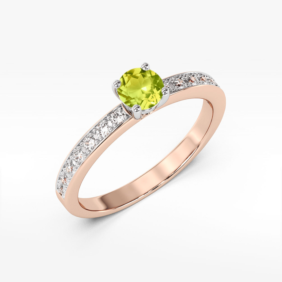 Pierścionek z różowego złota z oliwinem - próba 585 0,803CT w0534.R3.PEG.03