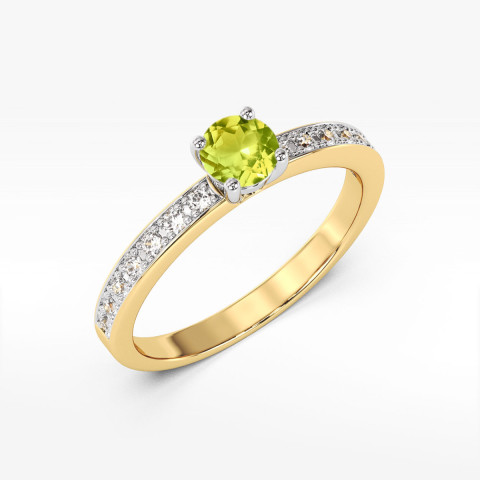 Pierścionek z żółtego złota z oliwinem - próba 585 0,803CT w0534.Z3.PEG.03
