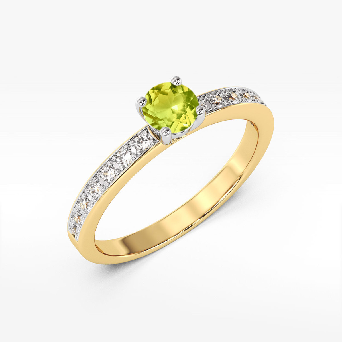Pierścionek z żółtego złota z oliwinem - próba 585 0,803CT w0534.Z3.PEG.03